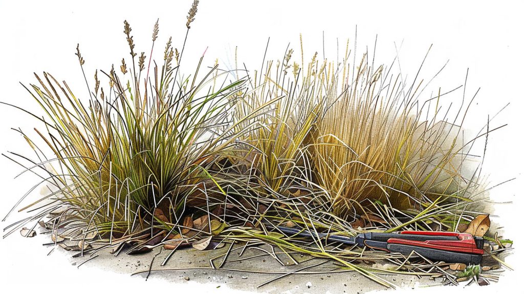 siergras dat handmatig gesnoeid wordt